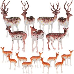 Soaoo 60 Pcs Small Deer Toys Figurines Deer Cake Toppers Mini Forest Animals Figures Christmas Woodland Creatures Animal Plastic Woodland Cake Decorations for Birthday Wedding Party in Kuwait