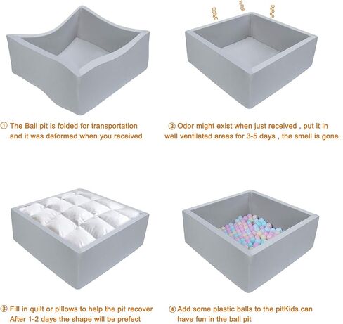 TRENDBOX Ball Pit Kids Ball Pit Memory Foam Ball Pit Square Ball حفر للأطفال الصغار الأطفال كرات الحفرة غير المدرجة - رمادي داكن in Saudi Arabia