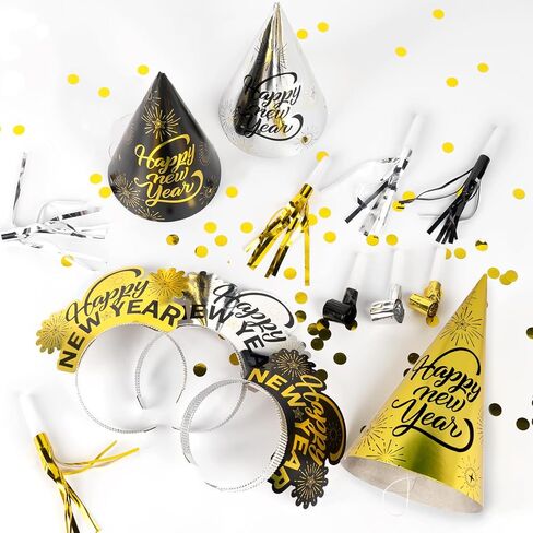 48 قطعة من لوازم حفلات ليلة رأس السنة الجديدة من ديكولايف 2024 تخدم 24 قطعة، عصابات رأس تيارا، قبعات مخروطية، أدوات صنع الضوضاء متضمنة، ديكورات سنة جديدة سعيدة للأطفال والكبار in Kuwait