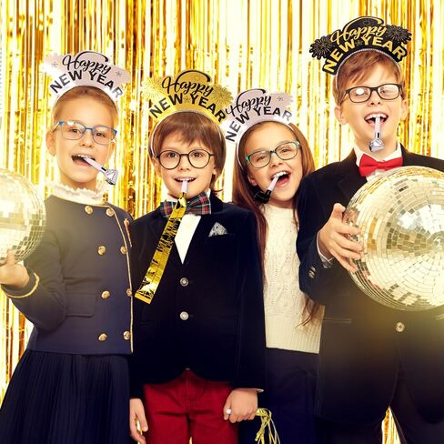 48 قطعة من لوازم حفلات ليلة رأس السنة الجديدة من ديكولايف 2024 تخدم 24 قطعة، عصابات رأس تيارا، قبعات مخروطية، أدوات صنع الضوضاء متضمنة، ديكورات سنة جديدة سعيدة للأطفال والكبار in Kuwait