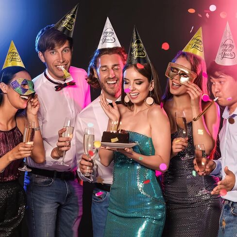 48 قطعة من لوازم حفلات ليلة رأس السنة الجديدة من ديكولايف 2024 تخدم 24 قطعة، عصابات رأس تيارا، قبعات مخروطية، أدوات صنع الضوضاء متضمنة، ديكورات سنة جديدة سعيدة للأطفال والكبار in Kuwait