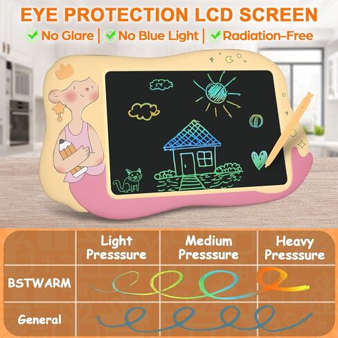 Mermaid Toys for Girls - Doodle Board LCD Writing Tablet for Kids, 10 Inch Toddler Drawing Pad, Educational and Learning Princess Toys, Christmas Birthday Gifts for 3 4 5 6 7 Year Old Girls - Yellow in Kuwait