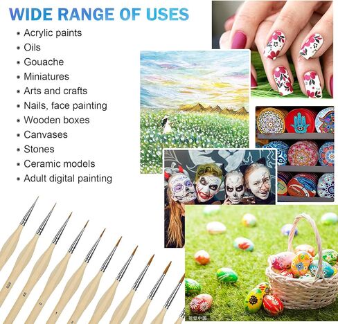 22 Pcs Miniature Paint Brushes, Fine Tip Paintbrushes, Detail Paint Brush Set Perfect for Acrylic, Watercolor, Oil, Craft, Models, Warhammer 40k… in Kuwait
