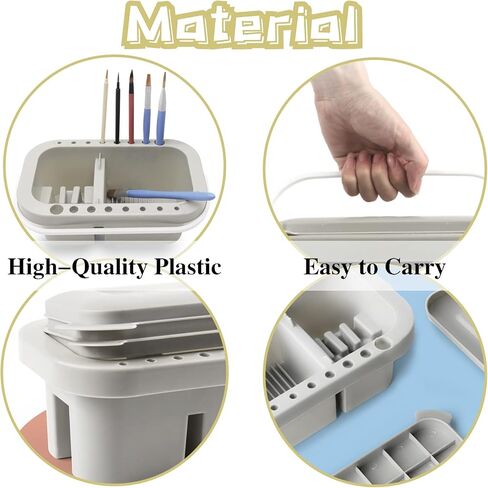 انيموكز حوض فرشاة الطلاء، حوض فرشاة الطلاء متعدد الاستخدامات مع حامل فرش، منظف فرشاة الطلاء للالوان المائية والطلاء الزيتي والطلاء المائي (رمادي) in Kuwait