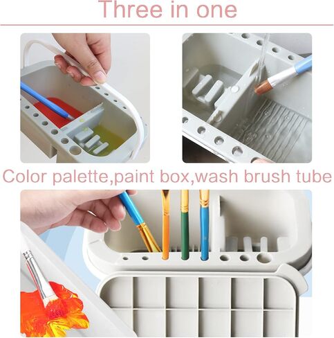 انيموكز حوض فرشاة الطلاء، حوض فرشاة الطلاء متعدد الاستخدامات مع حامل فرش، منظف فرشاة الطلاء للالوان المائية والطلاء الزيتي والطلاء المائي (رمادي) in Kuwait