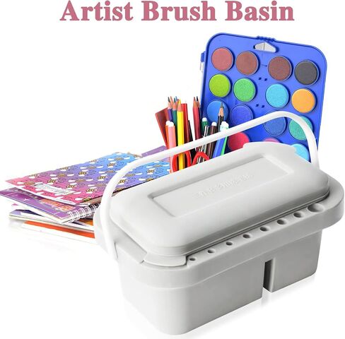 انيموكز حوض فرشاة الطلاء، حوض فرشاة الطلاء متعدد الاستخدامات مع حامل فرش، منظف فرشاة الطلاء للالوان المائية والطلاء الزيتي والطلاء المائي (رمادي) in Kuwait