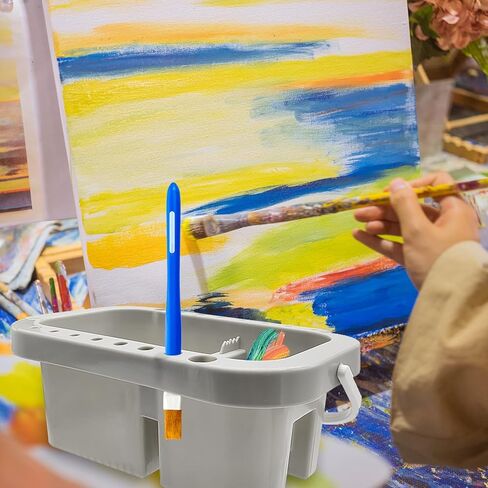 انيموكز حوض فرشاة الطلاء، حوض فرشاة الطلاء متعدد الاستخدامات مع حامل فرش، منظف فرشاة الطلاء للالوان المائية والطلاء الزيتي والطلاء المائي (رمادي) in Kuwait