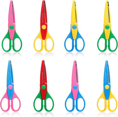 أنوفا 8 قطع من المقصات الفنية والحرف اليدوية التي تصنعها بنفسك مع حقيبة حمل/جيب حافة زخرفية للأطفال مقص نمط سجل القصاصات المرح in Kuwait