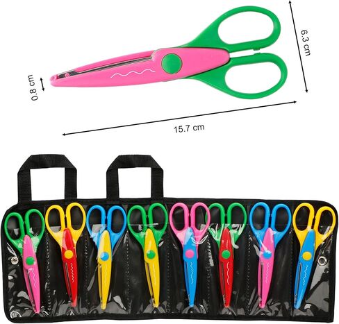 أنوفا 8 قطع من المقصات الفنية والحرف اليدوية التي تصنعها بنفسك مع حقيبة حمل/جيب حافة زخرفية للأطفال مقص نمط سجل القصاصات المرح in Kuwait