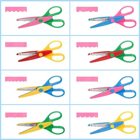 أنوفا 8 قطع من المقصات الفنية والحرف اليدوية التي تصنعها بنفسك مع حقيبة حمل/جيب حافة زخرفية للأطفال مقص نمط سجل القصاصات المرح in Kuwait