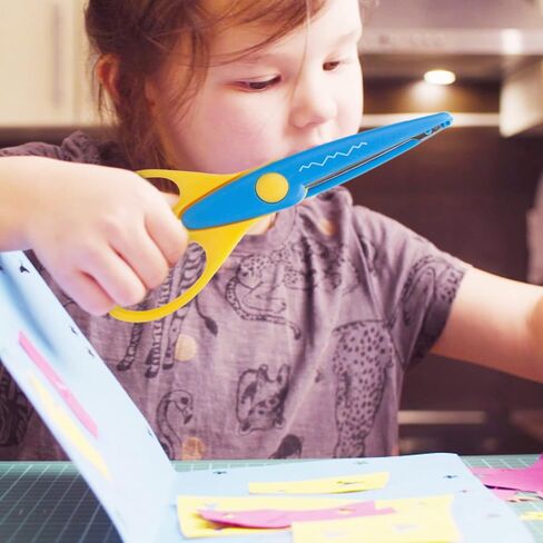 أنوفا 8 قطع من المقصات الفنية والحرف اليدوية التي تصنعها بنفسك مع حقيبة حمل/جيب حافة زخرفية للأطفال مقص نمط سجل القصاصات المرح in Kuwait