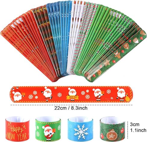 أساور معصم للأطفال من لاتوكوس 48 قطعة بتصميم عيد الميلاد مع رباط سانتا كلوز ورجل الثلج وشجرة الكريسماس وهدايا حفلات الكريسماس in Kuwait