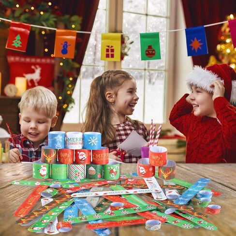 أساور معصم للأطفال من لاتوكوس 48 قطعة بتصميم عيد الميلاد مع رباط سانتا كلوز ورجل الثلج وشجرة الكريسماس وهدايا حفلات الكريسماس in Kuwait