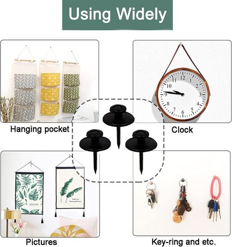 50 PCS Push Pins Picture Hangers Wall Hooks, Double Headed Thumb Tacks for Wall Hangings, Renter Friendly Decor Small Picture Frame Hangers for Drywall Cork Board Home Office Photo Decorations(Black) in Kuwait