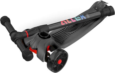 سكوتر Allek Kick B02، سكوتر Lean 'N Glide مع عجلات مضيئة واسعة جدًا من البولي يوريثان و4 ارتفاعات قابلة للتعديل للأطفال من سن 3 إلى 12 عامًا (أسود) in Kuwait