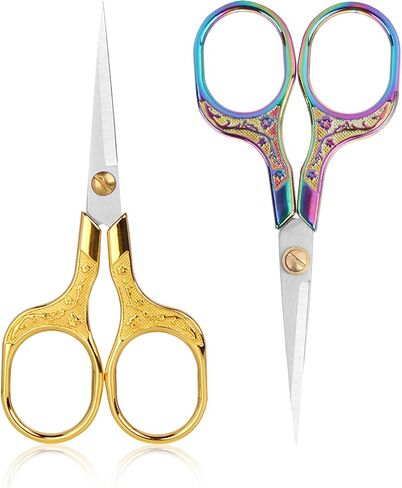 Vintage Embroidery Sharp Scissors 2 Pack, 5 Inches Craft Sewing Scissor Pointed Stainless Steel Multipurpose Detail Beauty Shears for Office Home Household Kitchen School Student Supplies in Kuwait