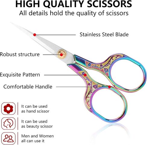 Vintage Embroidery Sharp Scissors 2 Pack, 5 Inches Craft Sewing Scissor Pointed Stainless Steel Multipurpose Detail Beauty Shears for Office Home Household Kitchen School Student Supplies in Kuwait