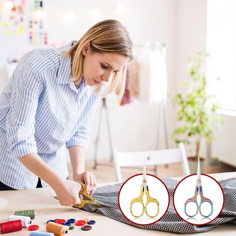 Vintage Embroidery Sharp Scissors 2 Pack, 5 Inches Craft Sewing Scissor Pointed Stainless Steel Multipurpose Detail Beauty Shears for Office Home Household Kitchen School Student Supplies in Kuwait