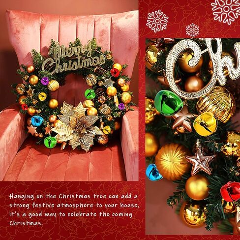 Swpeet 154Pcs Colorful 8mm-30mm Big Sizes Christmas Jingle Bells Assortment Kit with 225m 3 Colors Cord, Jingle Bells and Craft Bells Perfect for Christmas Party Decorations Craft in Saudi Arabia