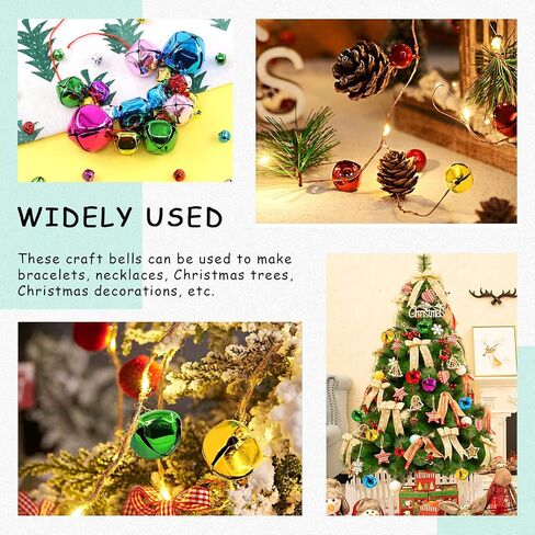 Swpeet 154Pcs Colorful 8mm-30mm Big Sizes Christmas Jingle Bells Assortment Kit with 225m 3 Colors Cord, Jingle Bells and Craft Bells Perfect for Christmas Party Decorations Craft in Saudi Arabia