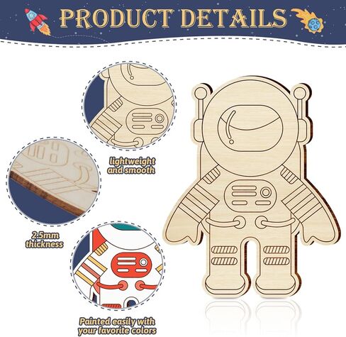 44 قطعة من القواطع الخشبية غير المكتملة للفضاء الخارجي، طائرات الحرف الخشبية قطع خشبية على شكل نجمة لتزيين المنزل للأطفال، مشروع فني يدوي الصنع in Kuwait