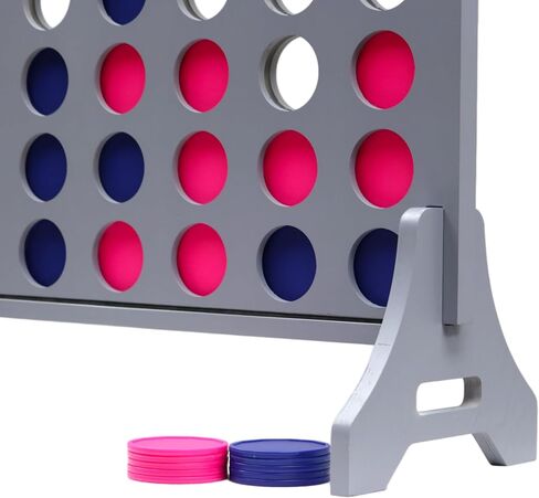 Giant 4 in a Row Game for Family & Adults – Tailgating Pros Jumbo Grey Wooden Four in a Row Indoor & Outdoor Yard Game for Family Party Fun, Portable Activities for Patio, Backyard, and Camping in Kuwait