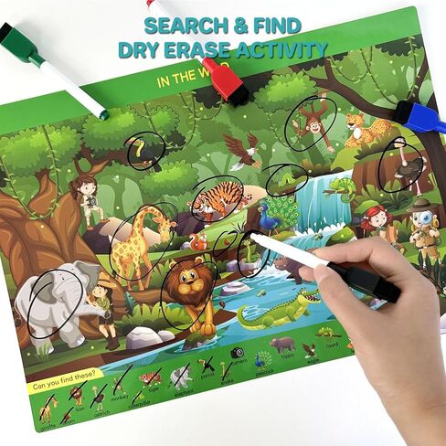 Pajojoqa ابحث وابحث عن كتب للأطفال 4-6 2-4 6-8، كتاب مشغول قابل لإعادة الاستخدام للأطفال الصغار، ابحث عن الصور المخفية، بطاقات تحدد الاختلافات، كتاب اللوحة، كتاب ملصقات جيلي مع جائزة ملصقات ممحاة القلم in Kuwait