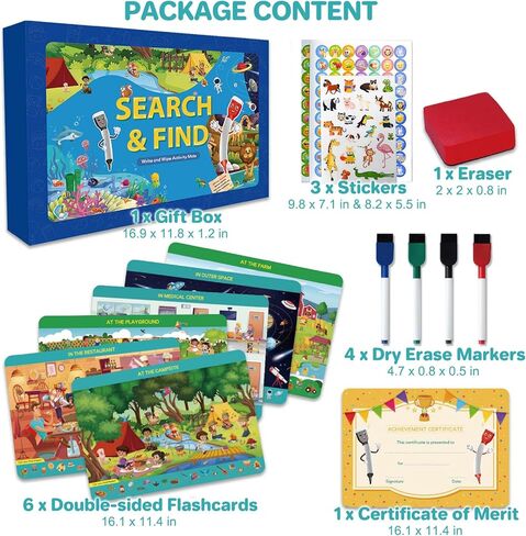 Pajojoqa ابحث وابحث عن كتب للأطفال 4-6 2-4 6-8، كتاب مشغول قابل لإعادة الاستخدام للأطفال الصغار، ابحث عن الصور المخفية، بطاقات تحدد الاختلافات، كتاب اللوحة، كتاب ملصقات جيلي مع جائزة ملصقات ممحاة القلم in Kuwait