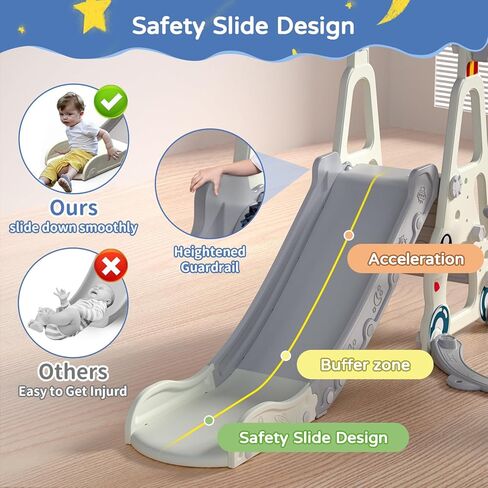 شريحة أطفال KEALIANA، شريحة أطفال 4 في 1 للأطفال الصغار من سن 1 إلى 3 سنوات، مجموعة لعب متسلقة للأطفال الصغار مع حوض سباحة، وحلقة كرة السلة، ورمي الحلقة، وملعب داخلي وخارجي للأطفال in Kuwait