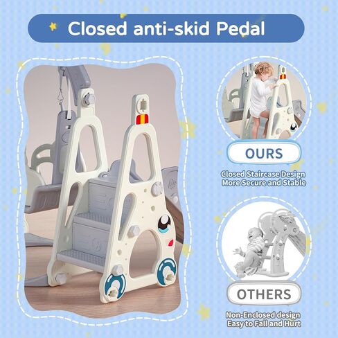 شريحة أطفال KEALIANA، شريحة أطفال 4 في 1 للأطفال الصغار من سن 1 إلى 3 سنوات، مجموعة لعب متسلقة للأطفال الصغار مع حوض سباحة، وحلقة كرة السلة، ورمي الحلقة، وملعب داخلي وخارجي للأطفال in Kuwait