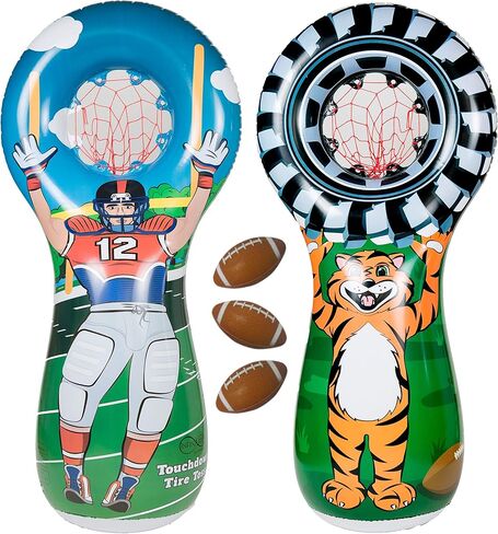 امبير في بيريكس لعبة كرة القدم الرياضية القابلة للنفخ مع 3 كرات قدم صغيرة متضمنة | لعبة هدف رمي مزدوجة الجوانب بطول 5 قدم - لاعب كرة قدم على جانب واحد واطار يحمل التميمة في الخلف in Kuwait