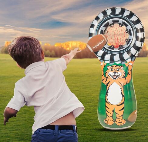 امبير في بيريكس لعبة كرة القدم الرياضية القابلة للنفخ مع 3 كرات قدم صغيرة متضمنة | لعبة هدف رمي مزدوجة الجوانب بطول 5 قدم - لاعب كرة قدم على جانب واحد واطار يحمل التميمة في الخلف in Kuwait