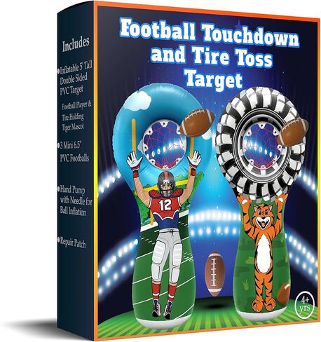 امبير في بيريكس لعبة كرة القدم الرياضية القابلة للنفخ مع 3 كرات قدم صغيرة متضمنة | لعبة هدف رمي مزدوجة الجوانب بطول 5 قدم - لاعب كرة قدم على جانب واحد واطار يحمل التميمة في الخلف in Kuwait