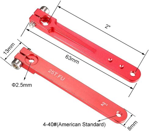 أذرع مؤازرة من الألومنيوم ذراع واحدة لخيط Futaba 25T 4-40# باللون الأحمر مقاس 2 بوصة in Kuwait