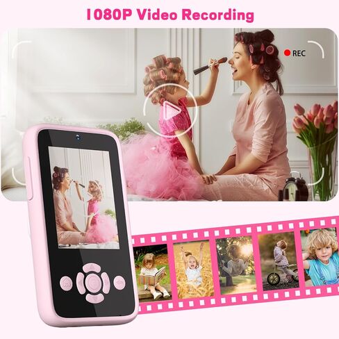 ANJUU Kids Camera Phone للفتيات، لعبة كاميرا سيلفي للأطفال، كاميرا فيديو للأطفال 1080P للأطفال الصغار، هدايا عيد الميلاد للأطفال من سن 3 إلى 8 سنوات مع بطاقة SD 32 جيجا - وردي in Kuwait
