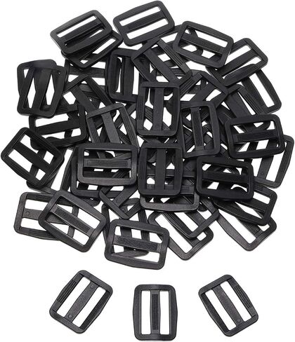Shapenty 50PCS Black Plastic Tri-Glide Slides Button Bulk Adjustable Webbing Triglides Slider Buckle for Belt Backpack and Bags (Black, 1 Inch) in Saudi Arabia