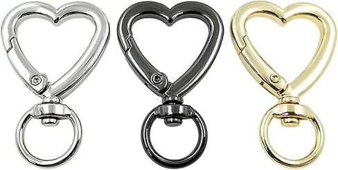 HAN SHENG 30 Pcs Metal Heart Shape Keychain DIY Creative Design Hanging Buckle Key Ring Spring Snap Keychain Clip Hanging Buckle Key Chains Accessories (Silver) in Kuwait