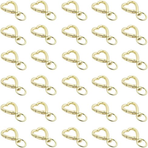 HAN SHENG 30 Pcs Metal Heart Shape Keychain DIY Creative Design Hanging Buckle Key Ring Spring Snap Keychain Clip Hanging Buckle Key Chains Accessories (Silver) in Kuwait