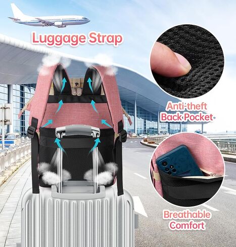 ELLESTAZ Knitting Bag Backpack, Crochet Bag Organizer, Large Yarn Crochet Project Bag with USB Port, Travel Yarn Storage Tote Holder for Knitting Needles Hooks Accessories, Gifts for Crocheters, Pink in Kuwait