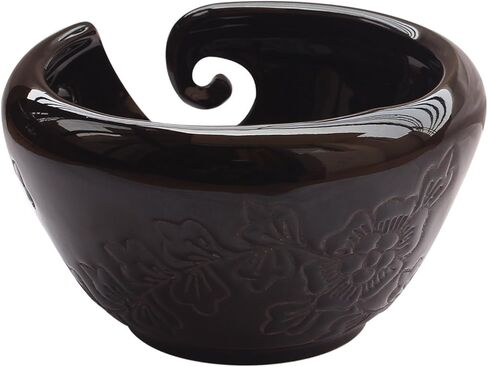 Festive Deals - Ceramic Yarn Bowls 6 X4 Inch Handmade Yarn Holder Decorative Knitting Bowl for Knitters Crochet Lovers by ABHANDICRAFTS (Black) in Kuwait