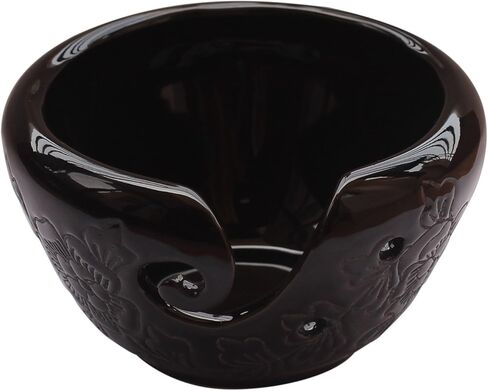 Festive Deals - Ceramic Yarn Bowls 6 X4 Inch Handmade Yarn Holder Decorative Knitting Bowl for Knitters Crochet Lovers by ABHANDICRAFTS (Black) in Kuwait