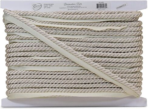 Trims by the Yard Hilda 3/8" Twisted Lip Cord Trim, Ivory (5 Yard Cut) in Kuwait