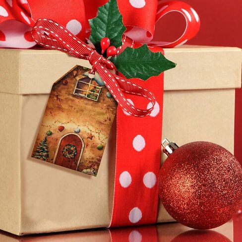 60 Pcs Vintage Christmas Tags for Gifts Merry Christmas Labels with String Holiday Presents Tags for Xmas Gift Tags with Ribbon for Home Decor Gift Wrapping Holiday Presents Package (Retro Style) in Kuwait