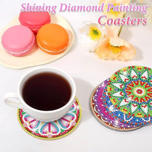 Billbotk Diamond Art Painting Coasters Kit, 10 Pieces Mandala Diamond Art Coasters with Holder, DIY Diamond Arts and Crafts for Adults in Kuwait