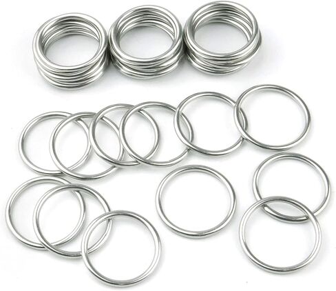 Hamineler 30 PCS Welded Stainless Steel O-Ring Welded Round Rings for Camping Belt, Dog Leashes, Luggage Accessories (3mm×15mm ID) in Kuwait