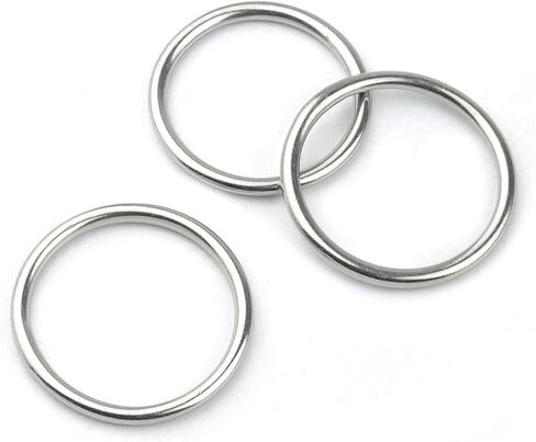 Hamineler 30 PCS Welded Stainless Steel O-Ring Welded Round Rings for Camping Belt, Dog Leashes, Luggage Accessories (3mm×15mm ID) in Kuwait