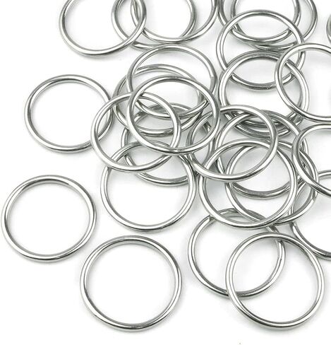 Hamineler 30 PCS Welded Stainless Steel O-Ring Welded Round Rings for Camping Belt, Dog Leashes, Luggage Accessories (3mm×15mm ID) in Kuwait
