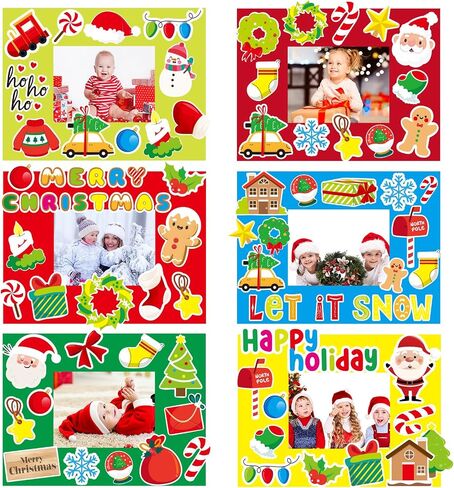 30 حزمة من مجموعات أدوات إطار صورة عيد الميلاد للأطفال لقضاء العطلات DIY الحرفية حلوى الزنجبيل وسانتا الرنة عيد الميلاد فن لصالح أنشطة الألعاب في الفصل الدراسي المنزلي in Kuwait
