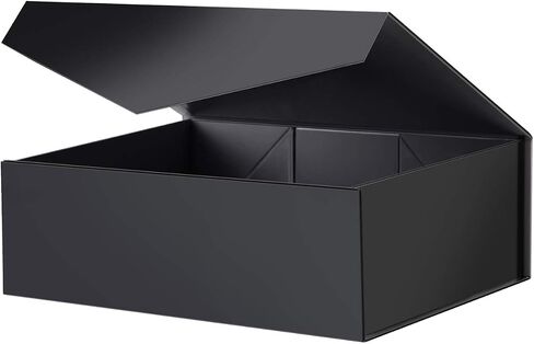 صندوق هدايا BLK&WH مقاس 13.5 × 9 × 4.1 بوصة، صندوق هدايا كبير بغطاء، صندوق هدايا أسود، صندوق العريس، صندوق هدايا قابل للطي بغطاء مغناطيسي (أسود غير لامع) in Kuwait