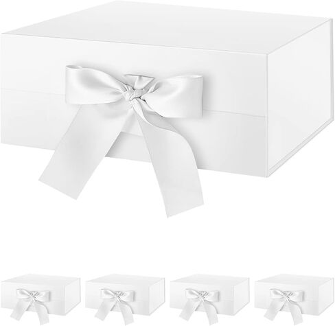 صندوق هدايا BLK&WH مقاس 13.5 × 9 × 4.1 بوصة، صندوق هدايا كبير بغطاء، صندوق هدايا أسود، صندوق العريس، صندوق هدايا قابل للطي بغطاء مغناطيسي (أسود غير لامع) in Kuwait
